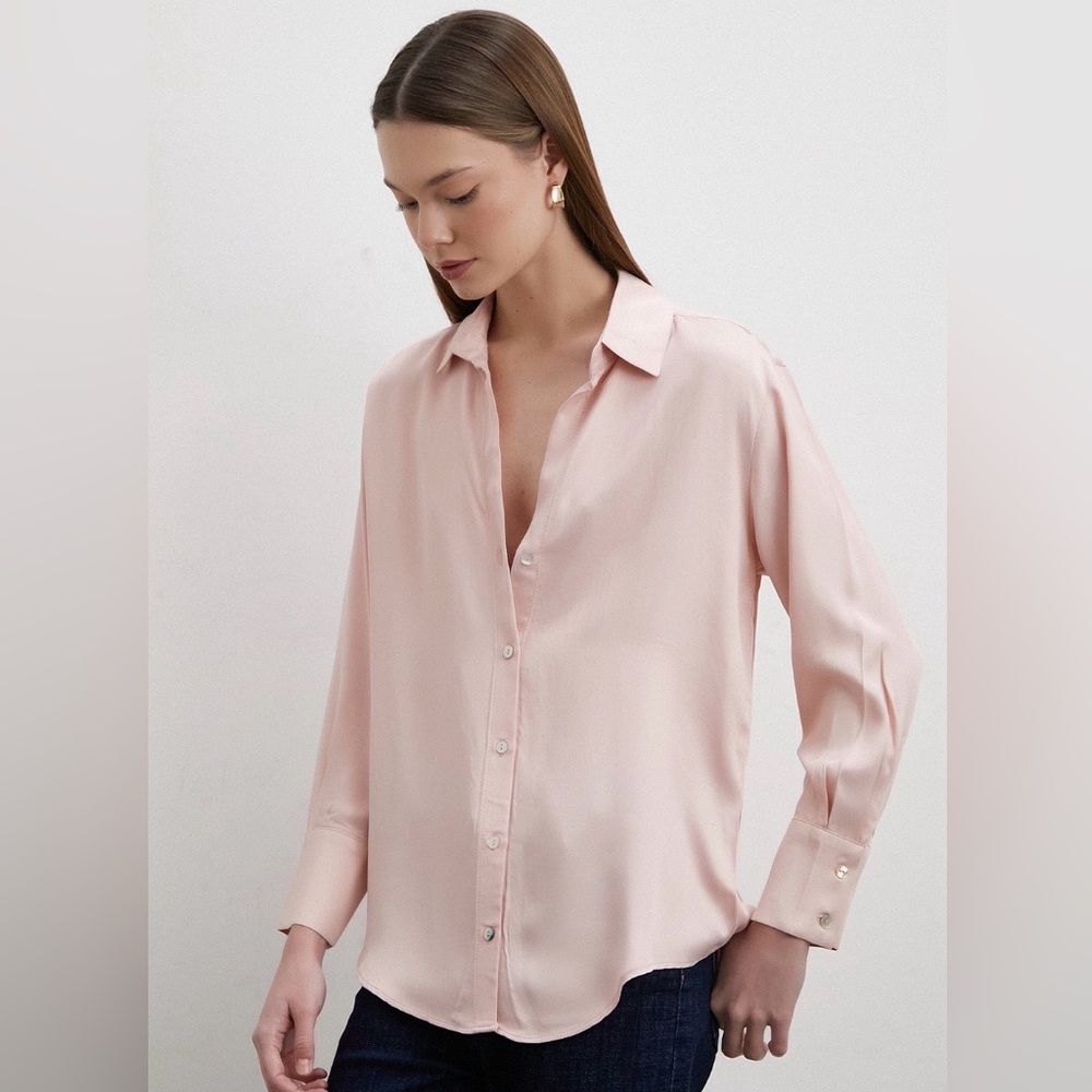 NWT Zara light pink/blush satin shirt